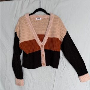 525 America Women's Colorblock Cardigan - Black, Brown, Cream